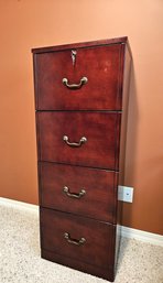 Cherry 4 Drawer Filing Cabinet With Key-nice