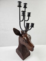 Wood Deer Candle Holder - Holds Six