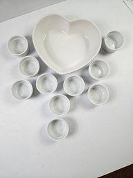 10 Pier 1 Imports Custard Dishes, Tag Ceramic Heart