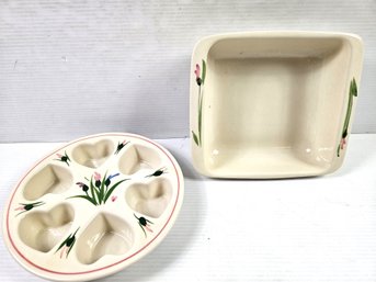 Two Clay Design Bakeware Dishes  , 8 Inch Square, Heart