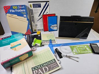 Large File Folder Legal Size Papers, Legal Size Folders, Calculator, Stapler Etc