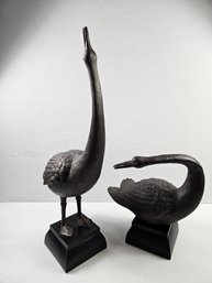 Two Decorative Geese 13-in Tall And 20-in Tall