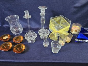 Variety Of Candle Holders, 4 Amber Tea Light