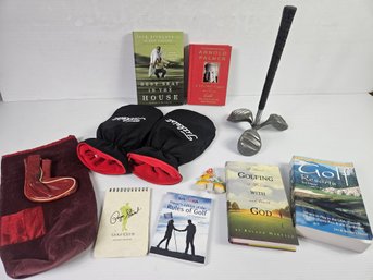 Golf Club Paper Towel Holder, Men's Gloves, Arnold Palmer And Jack Nicklaus Books