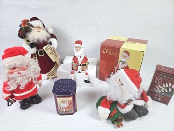 Santa! Wind Up Musical One, Jiggling Santa Treetop, New Box Of Lights, And Walking Santa