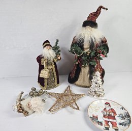 Santa's -pretty Christmas Decor, 2 Largest Could Be Tree Toppers