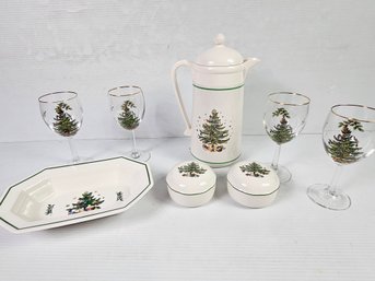 Mostly  Nikko Lot 2 - Carafe, 4 Wine Glasses, Serving Dish, Two Bon Bon Dishes