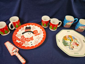 Christmas Cake Plate And Server, 2092  Nikko Plate, Mugs