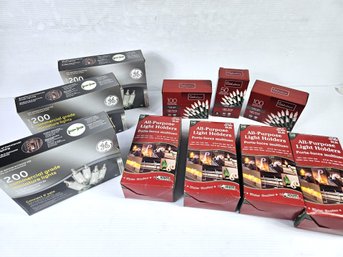 Lights And Holders -4 Sets Of Holder 100 Each, 3 Sets Of 200 Each - Commercial, Two Boxes 100, One Box 50