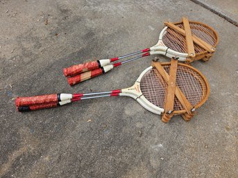 Two Vintage Sets Of Badminton Rackets - Wilson