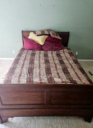 Queen Size Sleigh Bed Frame -mattress Not Included, Bedding Is Included- Slight Damage On Wood