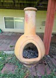 Chiminea On Metal Stand 41 Inch Tall Both Pieces