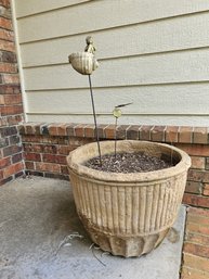 Large Flower Pot Heavy With Angel And Shell -some Deterioration