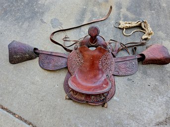 Antique Child Saddle- Has # 50 On It -great Shape For Age-nice Detailing