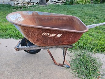 Yard Art Wheelbarrow, One Handle Gone