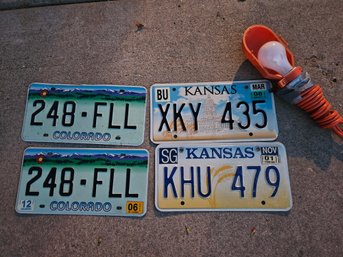 4 License Plates And Trouble Light- Works