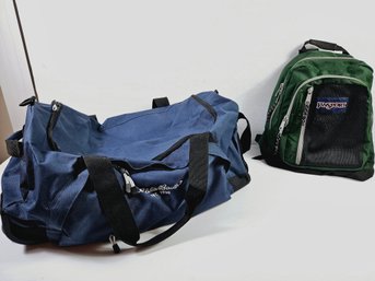 Eddie Bauer Duffel Bag With Strap - 26' Wide On Wheels And JanSport Backpack