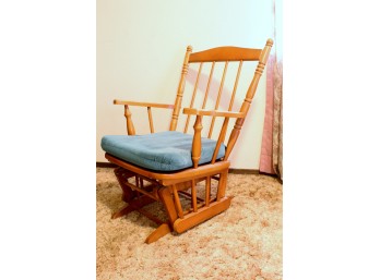 Wood Glider With Green Cushion