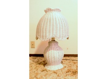 White Wicker Lamp 23 In