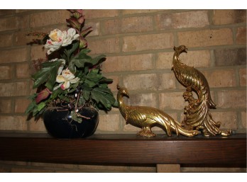 Brass Peacocks, Flower Arrangement