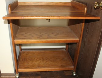 Solid Wood Roll Around Cart With Drop Leaf