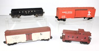 4 Lionel Train Cars-one Milk Car