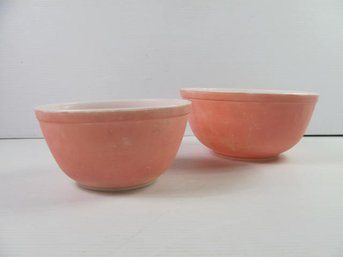2 Pink Pyrex Mixing Bowls, Pink Has Wear