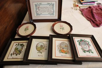 7 Beautifully Framed Cross Stitched Wall Hangings