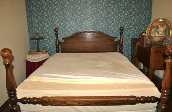 Queen Wooden Bed Frame - Has Some Worn Areas, Older Tempur Pedic Mattress You Can Have If Want