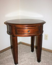 Ashley End Table-excellent Shape-round Inlay Cherry 24 In Diameter 26-in Tall