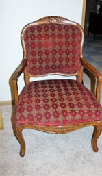 Formal Burgundy Upholstery Chair With Carved Features 26 Wide X28 Deep