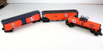 Three Lionel Railroad Cars