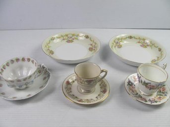 Pretty China Lot - 2 Noritake Bowls, 3 Cups And Saucer Sets