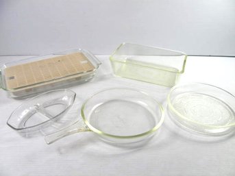 GLASS-MOSTLY BAKING DISHES, RANGE-tEC, 2 GLASBAKE, RECTANGLE  FIRE KING