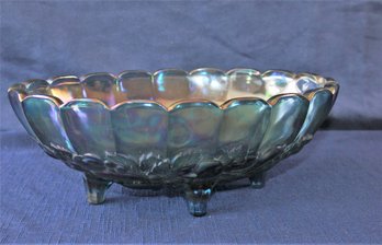 Vintage Iridescent Indiana Harvest Carnival Glass Footed Fruit Bowl