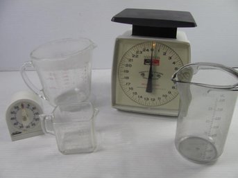 Hanson Large 25lb Scale, Timer, 3 Measuring Cups