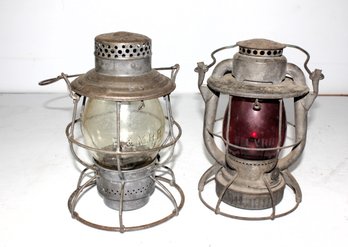 2 Vintage Railroad Lanterns  -LVRR & B&M RR