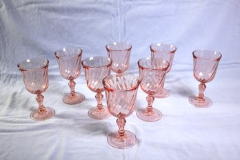 8 Vintage Pink Wine Glasses