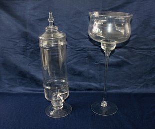Tall Beverage Dispenser, Tall Decorative  Glass