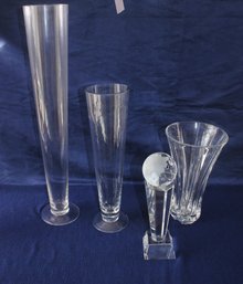 Three Glass Vases - One Is De Plomb Lead Crystal, Glass World Globe