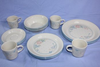 4 Place Setting Of Corning Corelle Symphony Blue Ribbon