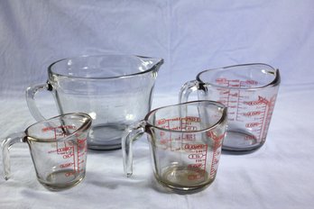 3 Pc Anchor Hocking Measuring Cup Set And A Large Clear One