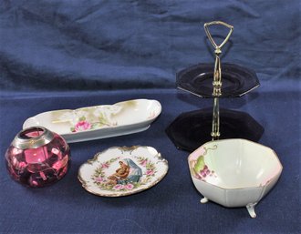 Pink Dishes - Napon Footed Small Bowl, Small Plate From Japan, See Description