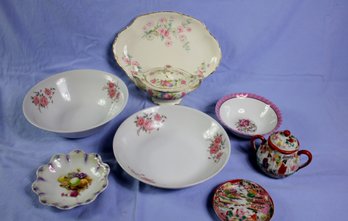 Misc China Pieces, 2 Royal Serving Bowls, Edwin Knowles Sugar Container, Few Japan