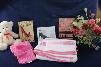 Pretty In Pink Lot - Towels, Silk, Bear, Plaques