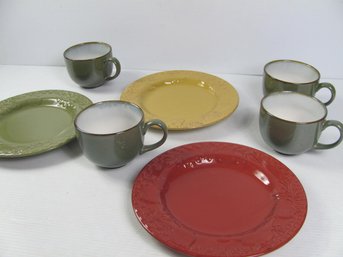 4 Sango Soup Mugs With Three Signature Plates