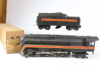 Lionel O GA 746 Norfolk And Western Steam Locomotive In Tinder With One Box