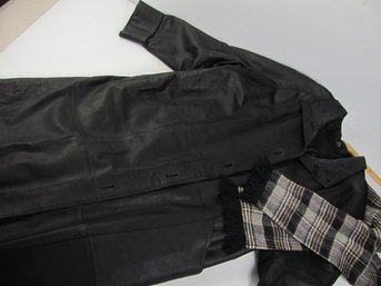 Lightweight Leather Long Jacket With Polyester Lining, Jacqueline Ferrah Size Large, Nice Scarf Included