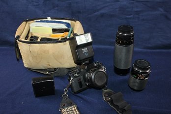 Sears Super 35 Mm Film Camera With Lenses And Bags