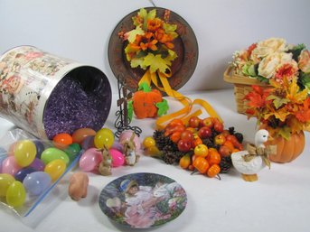 Easter And Fall Miscellaneous, Ceramic Pumpkin From Walters, Plate Etc